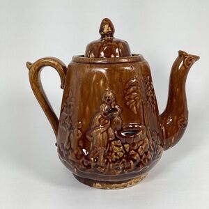 Antique Bennington Rockingham Rebekah At The Well Teapot PROFESSIONALLY REPAIR